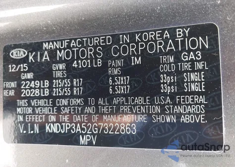 2016 Kia Soul + from USA, damaged, VIN KNDJP3A52G7322863